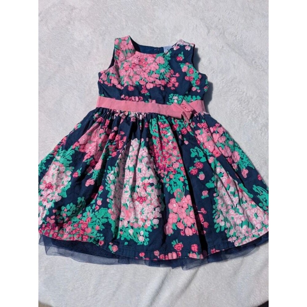Carter's Floral Dress Girls Size 4T Pink & Navy